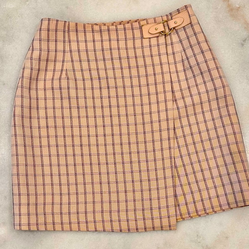 Sandro plaid mini skirt with buckle and slit